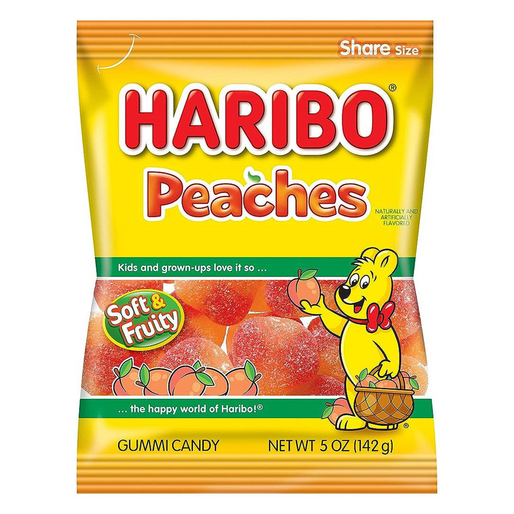 Haribo Gummi Candy Peaches, 5 Oz